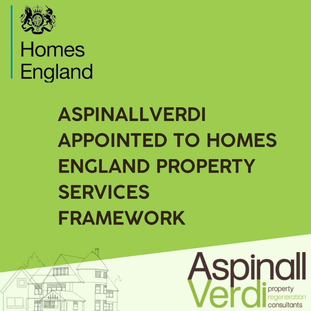 AspinallVerdi Appointed to Homes England Property and Financial Professional Services Framework